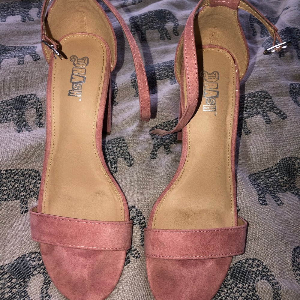 Women’s Pink Suede Open-Toed Chunky Heel